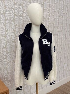 Bananamoon Navy and Cream Sherpa Bomber Jacket